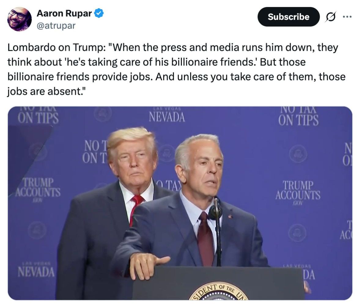 A post showing Lombardo and Trump on stage together A post showing Lombardo and Trump on stage together